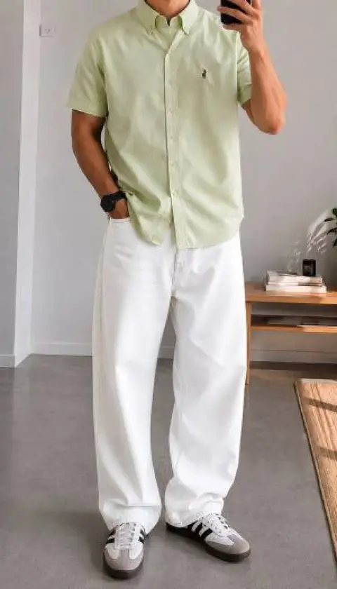 Ralph Lauren Chest Logo Half Sleeves Shirt Pista Green