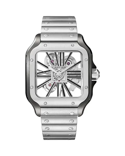 Cartier Santos Skeleton Battery Silver-Black