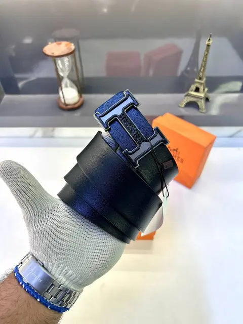 Hermes Black Grey Belt Fa 919