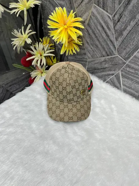 Gucci GG Small Side Logo Stripes Premium Net Unisex Cap With Safety Box