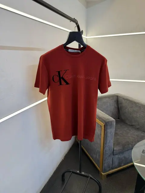 Calvin kline logo print imported round neck tshirt rust