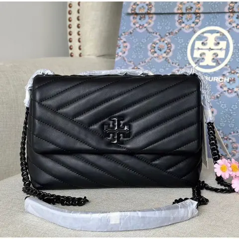 Tori Burch Kira AllBlack Quilted Shoulder With DoubleBox