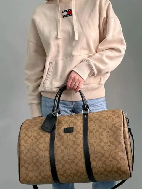 Coach Boston Premium Edition Duffle Bag With Dust Bag & Accessories (Brown-689)