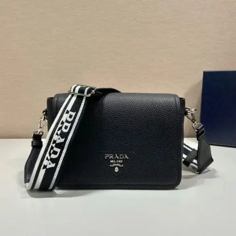 Prada Flou Shoulder Bag With OG Box & Dust Bag (Black-777)