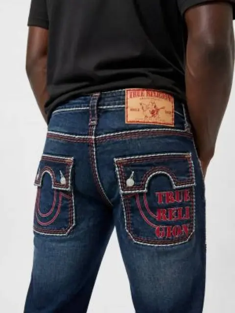 True Religion Dark shade Boot Cut Premium Imported Stretchable Lycra Fabric Denim with Back Pocket Embroidered Design 4108