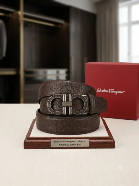 12 SF SALVATORE FERRAGAMMO BROWN PREMIUM QUALITY AUTOMATIC LICK BELT