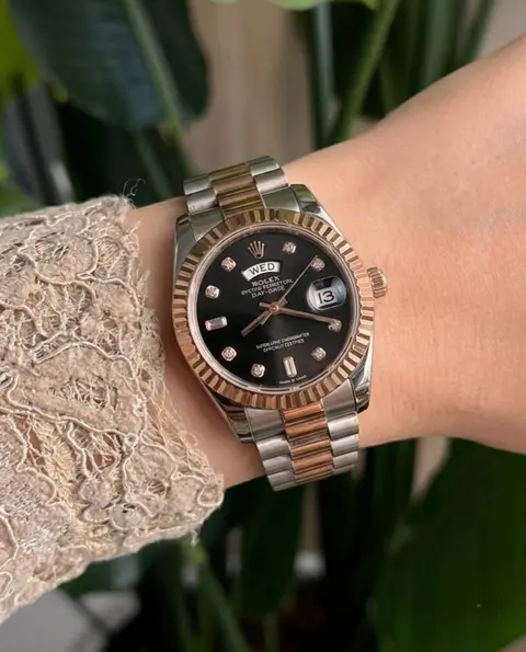 Rolex Oyster Perpetual Day Date Diamond 2Ton Copper - Black