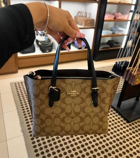 Coach Mollie 25 SuperPremium Apricot-Black Small Tote With OriginalBox DustCover