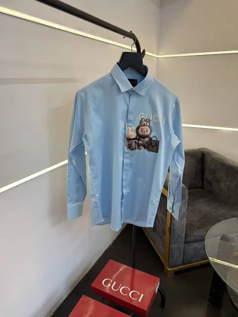 Gucci x labubu imported cotton satin shirt sky