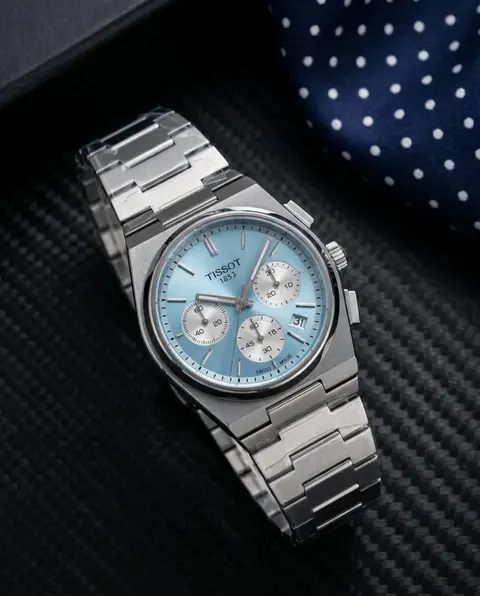Tissot 1853 Prx Chronograph Steel Silver-Sky Blue