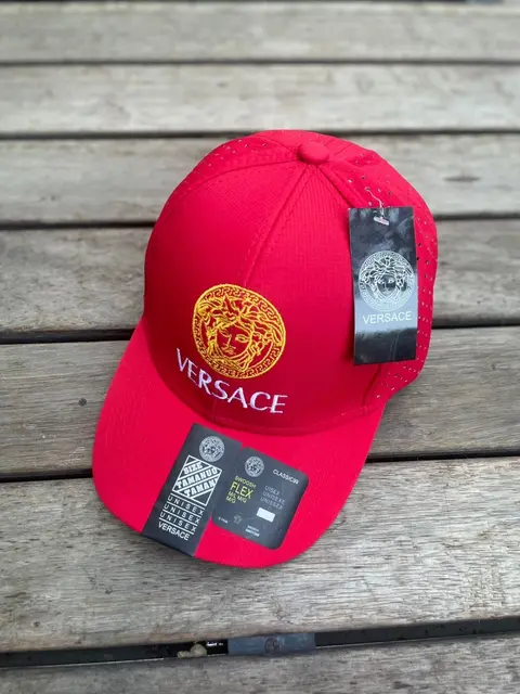 Versace Front Gold Medusa Logo Red And White Net Premium Unisex Cap (With Box) 745
