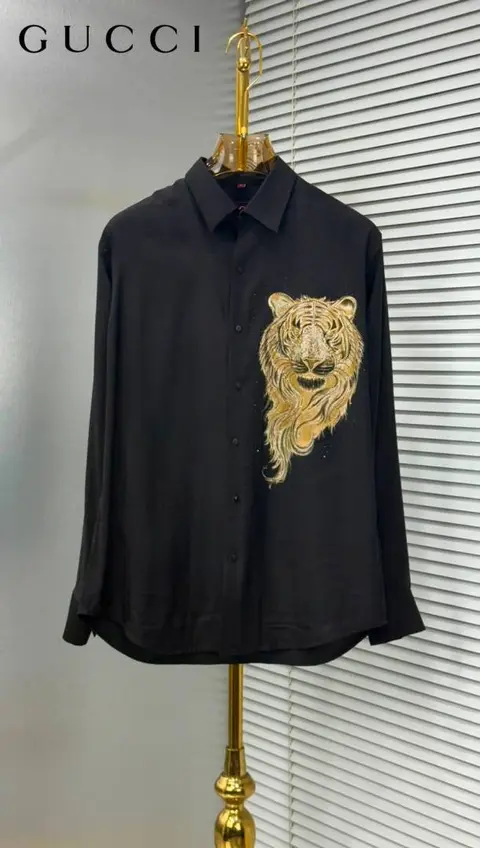Gucci Tiger Diamond Logo Full Sleeves Shirt Black