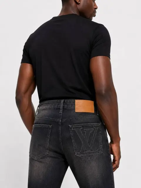 LV Straight fit White shade Premium Imported Lycra Fabric Denim With Back Pocket Embroidery Design Logo 4181