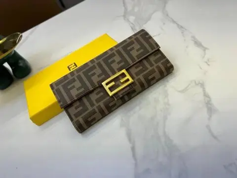 Fendi Baguette Long Wallet With OG Box (Brown-833)