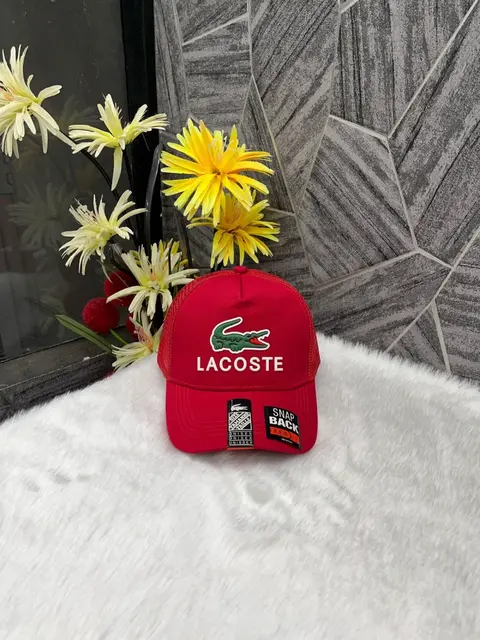 Lacoste Crocodile Front Logo Net Premium Unisex Cap With Safety Box (Red)