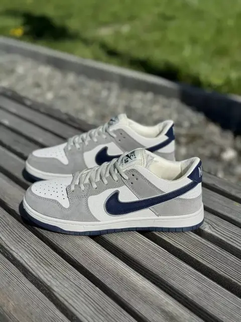 Nike Sb Dunk White Grey With Blue Tick