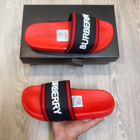 Burberry Embossed Logo Premium Red Slides