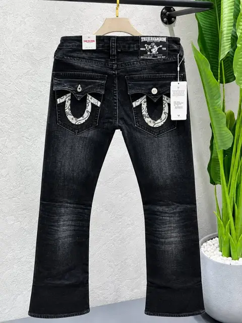 True Religion Black Bootcut Premium Imported Stretchable Comfortable Fabric Denim with Back Flap Pocket Embroidered Design 4592