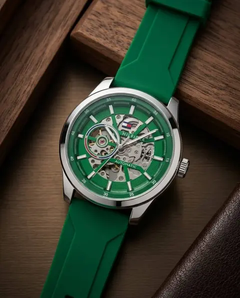 Tommy Hilfige r Automatic Silicon Green-Silver-Green