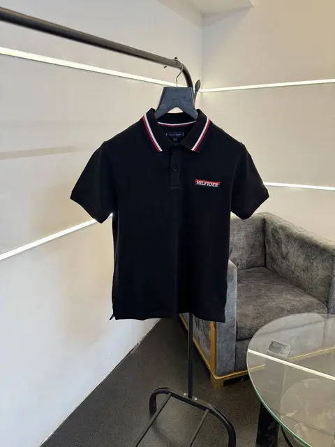 Tommy hilfigar imported polo tshirt black sale