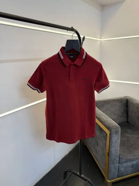 Hugo bos imported polo tshirt maroon
