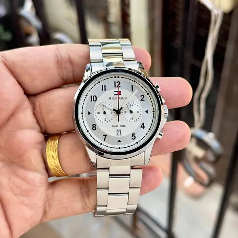 Tommy Hilfigee r Dual Time Silver White