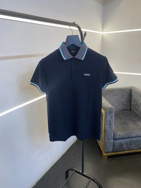 Hugo bos high quality imported polo tshirt navy blue