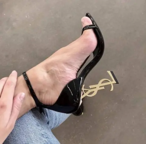 YSL Saint Laurent Opyum Heels With OG Box & Carry Bag (Black Gold - 868)