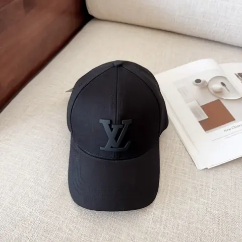 Louis Vuitton Front Logo Embossed Premium Unisex Cap (With Safety Box) (Black)