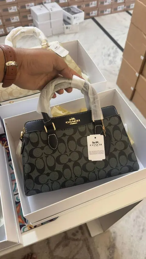 Coach Black-Black Darcie Medium Satchel Bag With DustCover