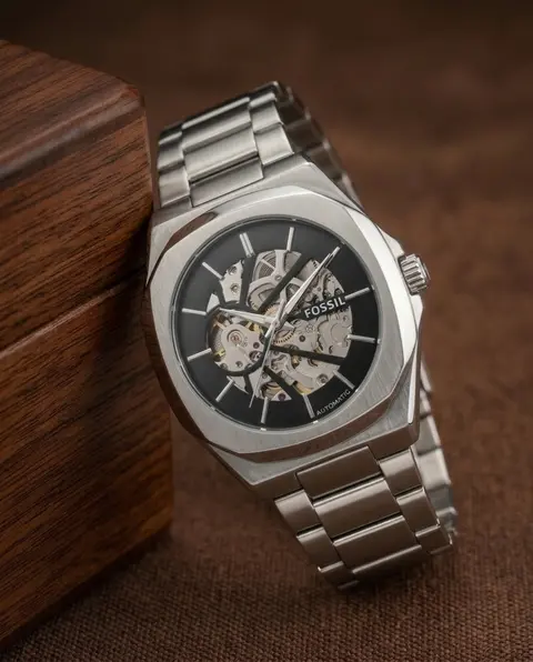 Fossil il Automatic Skeleton silver Black