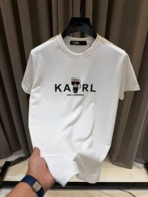 Karl Legarfield Middle Brand Print Round Neck T-shirt White