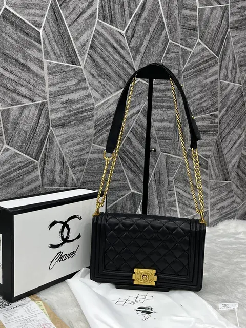 Chanel Le Boy Black Gold With OriginalBox