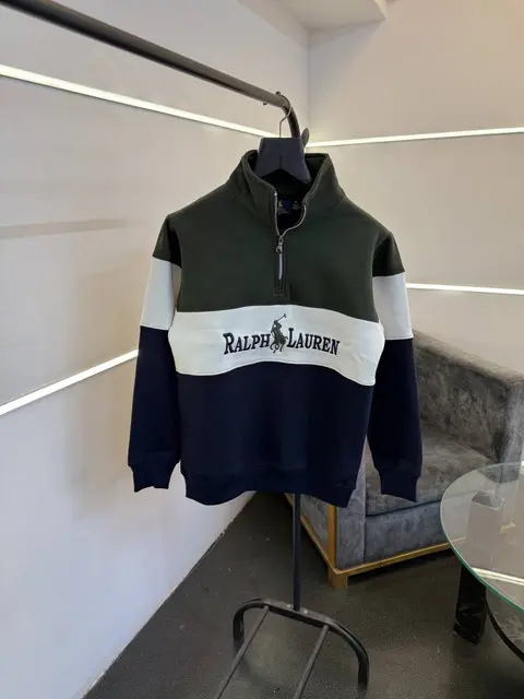 Ralph lauren imported half zip sweatshirt green navy