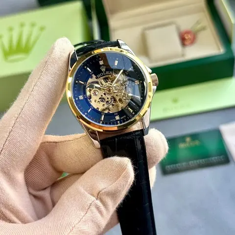 Rolex Leather Automatic BlackGold
