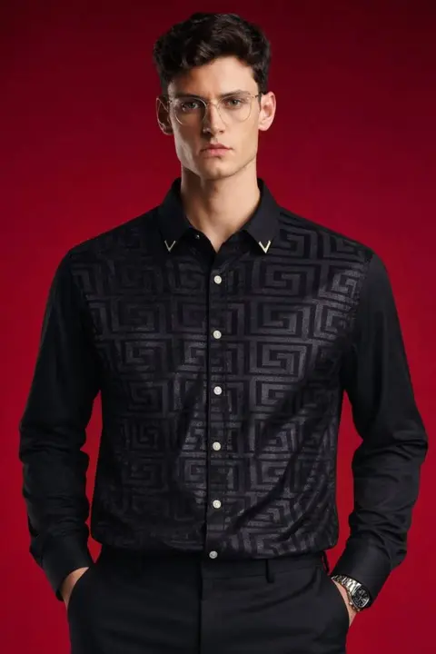 Versace IMPORTED STORE ARTICLE DIAMOND CHINA SHIRT