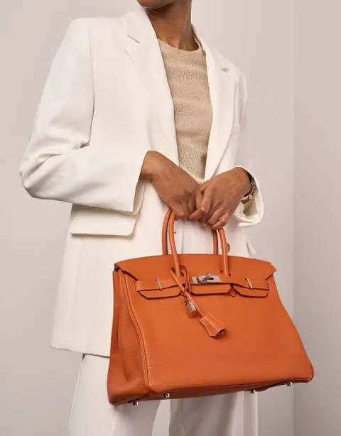 Hermes Birkin Signature Togo Handbag With Dust Bag (Orange - 452)