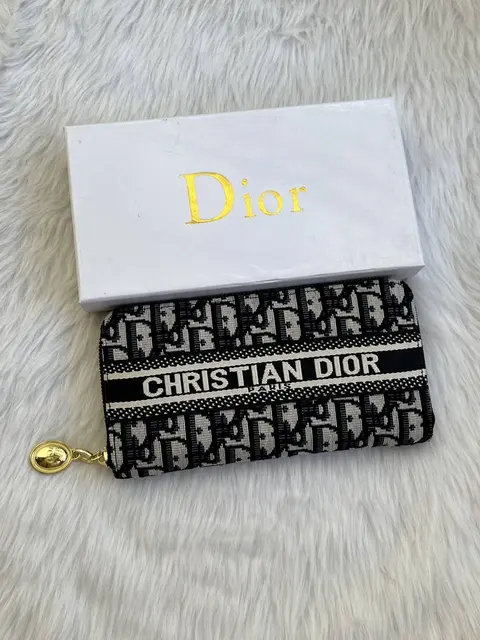 Dior 94 Black Long Zippy Wallet With OriginalBox