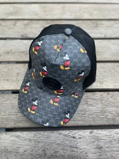 Gucci GG Black Mickey Mouse Front Logo Edition Premium Unisex Cap (With Box) 714