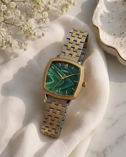 Fossil x Nick Jonas Ladies 2Ton Gold Green 01
