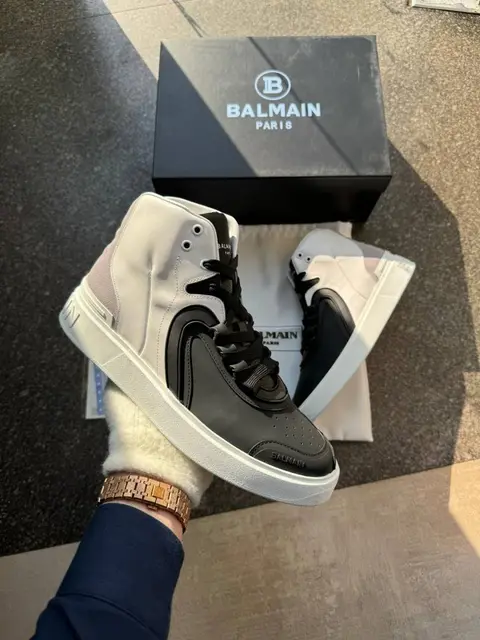 Balmain B Skate High Top Sneaker White Black