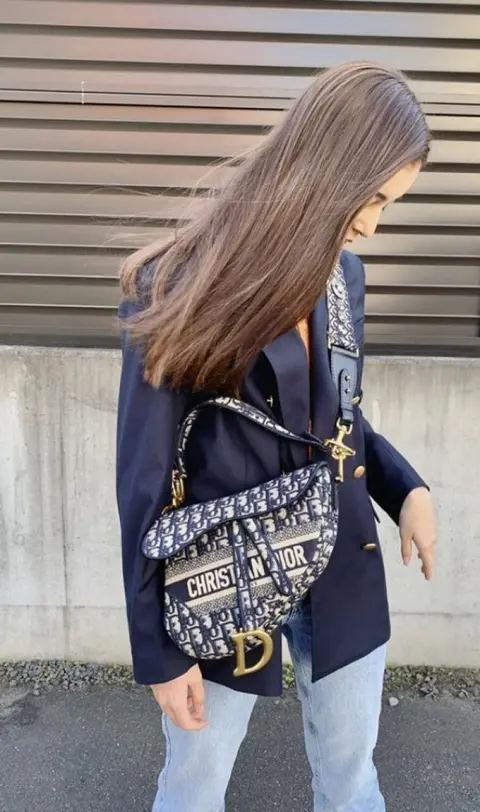 Dior Saddle Bag Oblique Embroidery With OG Box & Dust Bag (Blue D-127)