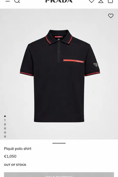 Prada Premium Side Embossed Logo Polo Black