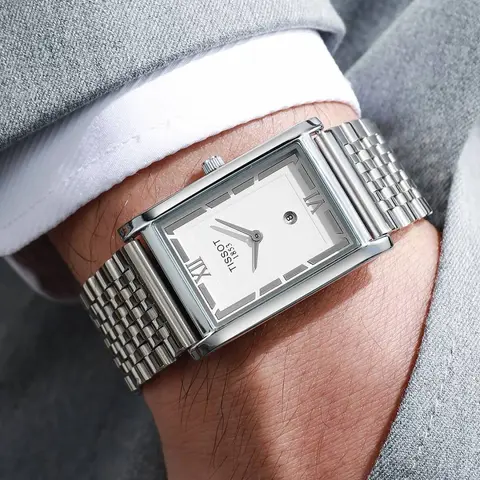 Tissot 1853 T-Classic Heritage Rectangular Style Silver-White