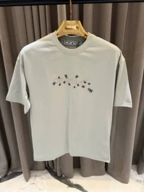 Of white Round Neck T-shirt Grey