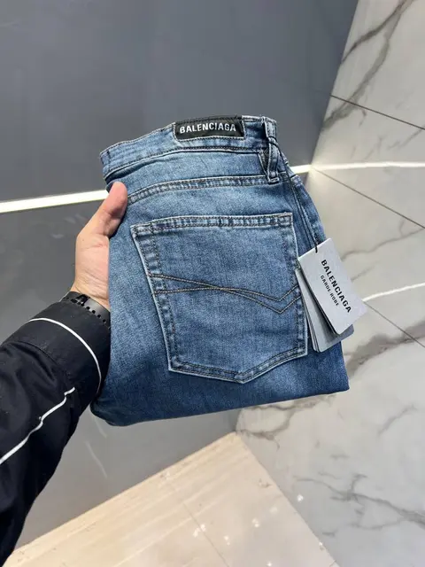 Balenciaga a Light Shade Premium Imported Stretchable Lycra Fabric Boot Cut Denim with Embroidered Design 2954