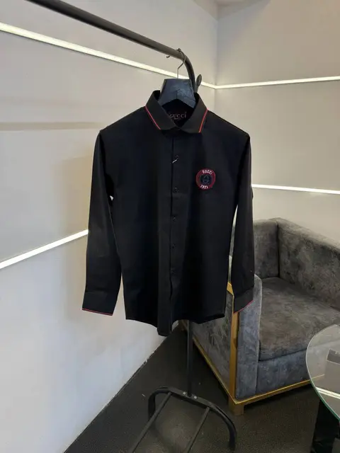 Gucci Imported box pack shirt with embroidery logo on chest black