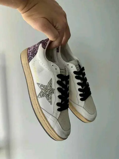 Golden Goose Ball Star White Purple Silver
