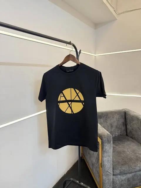 AX turkey imported 3d print round neck tshirt black