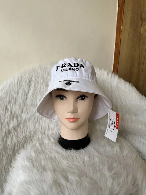 Prada Milano White Nylon Premium Bucket Hat With Safety Box